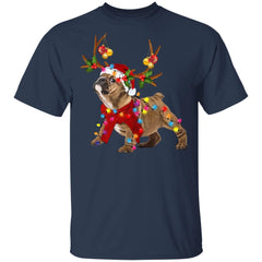 Bulldog Reindeer Christmas Light shirt