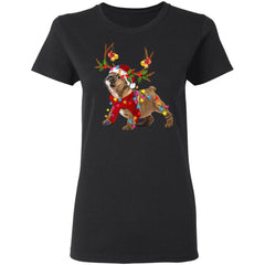 Bulldog Reindeer Christmas Light shirt