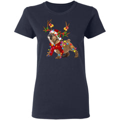 Bulldog Reindeer Christmas Light shirt