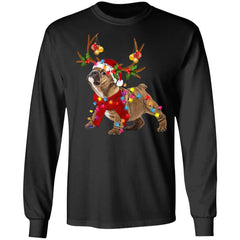 Bulldog Reindeer Christmas Light shirt