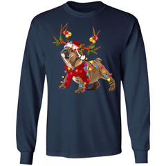 Bulldog Reindeer Christmas Light shirt