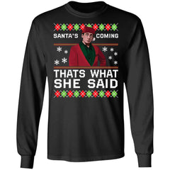 Michael Scott Santa’s coming that’s what she said Christmas sweater