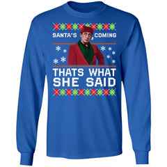 Michael Scott Santa’s coming that’s what she said Christmas sweater