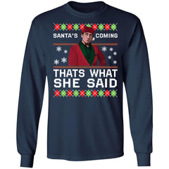 Michael Scott Santa’s coming that’s what she said Christmas sweater